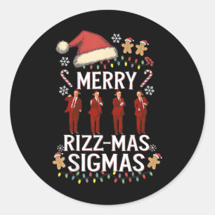 Adesivo Redondo Feliz Rizz Mas Sigmas Gen Alpha Trump Natal Pj
