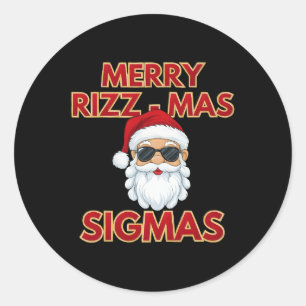 Adesivo Redondo Feliz Rizz Mas Sigmas Legal Papai Noel Face Skibid