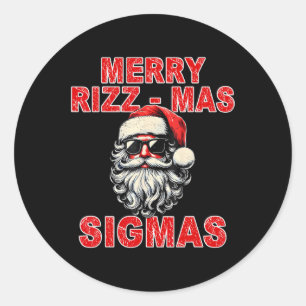 Adesivo Redondo Feliz Rizz Mas Sigmas - Papais noeis Legal Face Ge