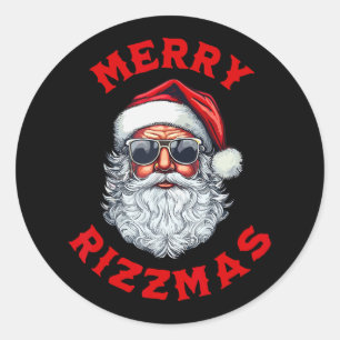 Adesivo Redondo Feliz Rizzmas Kids School Retro Christmas Sa