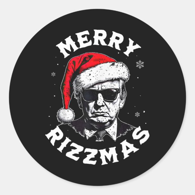 Adesivo Redondo Feliz Rizzmas Natal Engraçado Trump Papai Noel Xm (Frente)