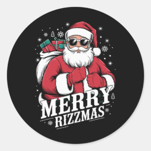 Adesivo Redondo Feliz Rizzmas Sigma Claus Funny Santa Claus T-Shir