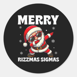 Adesivo Redondo Feliz Rizzmas Sigmas Skibidi Rizzmas Natal Riz