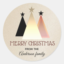 Adesivo Redondo Feliz Rosa de Natal, Monograma Dourado