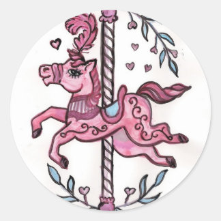 Adesivo Redondo Feliz rosa-volta-ao-cavalo