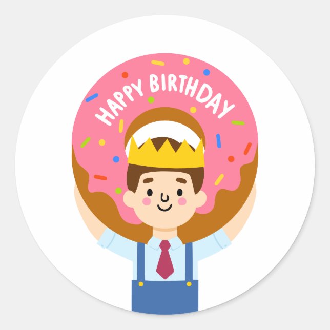 Adesivo Redondo Feliz rosquinha de aniversário (Frente)