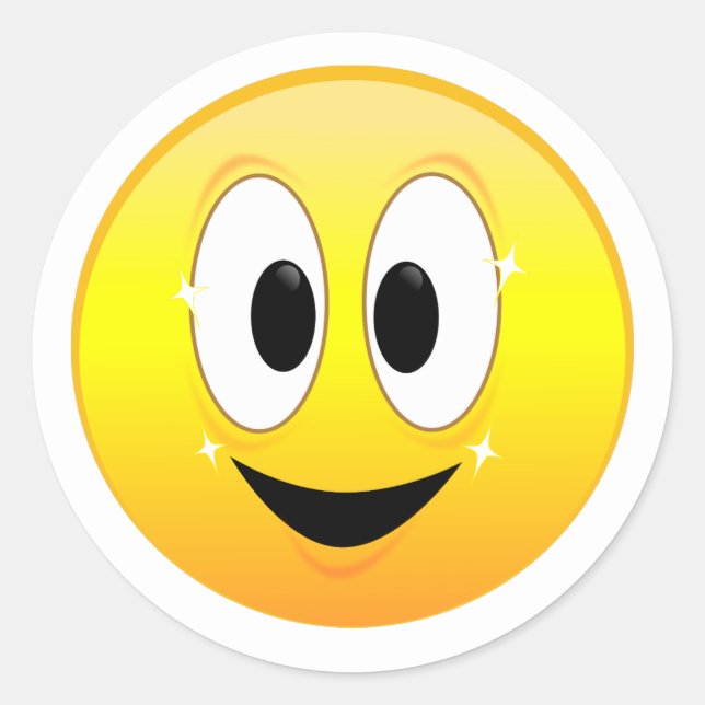 Adesivo Redondo Feliz Rosto Amarelo Sorridente (Frente)