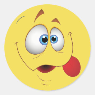 Adesivo Redondo Feliz Rosto Azul