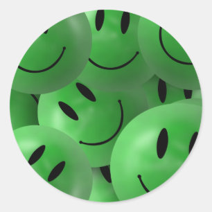ADESIVO REDONDO FELIZ ROSTO VERDE SMILIE CIRCULOS LAYEREN PADRÃO 
