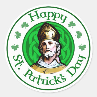 Adesivo Redondo Feliz Rua, Dia de Patrick