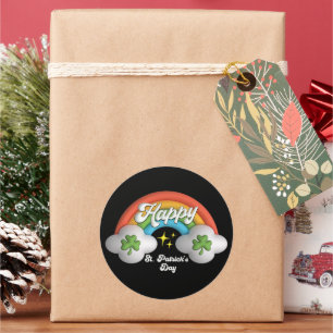 Adesivo Redondo Feliz Rua Santa Patrick Dia Cute Rainbow