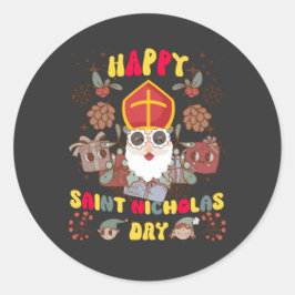 Adesivo Redondo Feliz Santo Nicholas Day