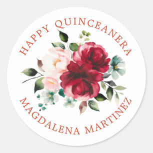 Adesivo Redondo Feliz Selo de Envelope Personalizado da Quinceaner
