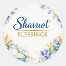 Adesivo Redondo Feliz Shavuot Adesivo, Bluebells
