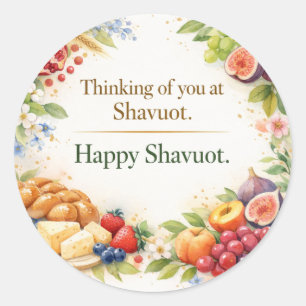 Adesivo Redondo Feliz Shavuot Adesivo, Pensando em Você no Shavuot
