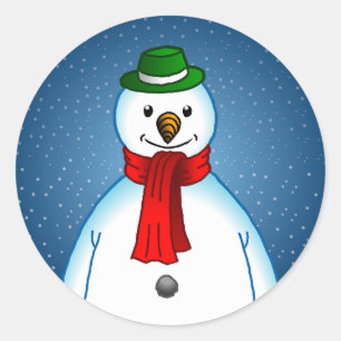 Adesivo Redondo Feliz Snowman