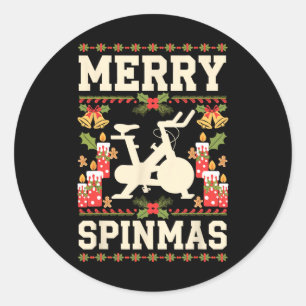 Adesivo Redondo Feliz Spinmas Spin-Bike Festa de Natal Feia