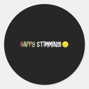 Adesivo Redondo Feliz Stimming Autismo Neurodiversidade Felicidade