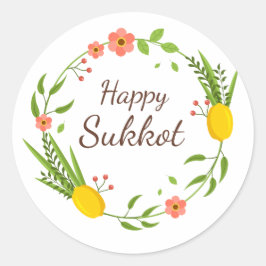 Adesivo Redondo Feliz Sukkot Lulav Stickers