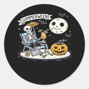 Adesivo Redondo Feliz Summerwin Skeleton Bebe Verão Halloween C