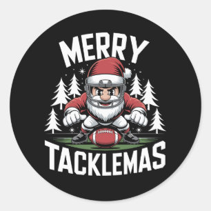 Adesivo Redondo Feliz Tacklemas Papais noeis de futebol Natal