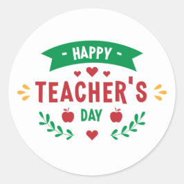 Adesivo Redondo Feliz Teacher's Day word art