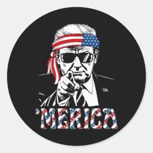 Adesivo Redondo Feliz Trump Vintage 4 de Julho Patriótico América