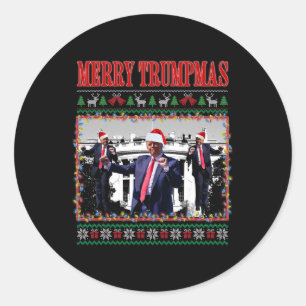 Adesivo Redondo Feliz Trumpmas Donald Trump Papais noeis Família X