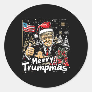 Adesivo Redondo Feliz Trumpmas Graças à Vara de Natal Como Papais