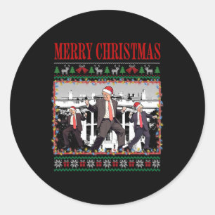 Adesivo Redondo Feliz Trumpmas - Santa Claus Donald Trump Dance