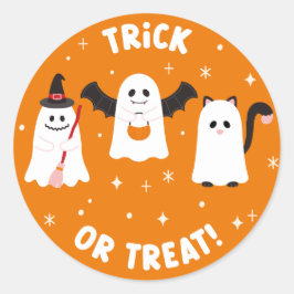 Adesivo Redondo Feliz truque de Halloween ou trate fantasmas