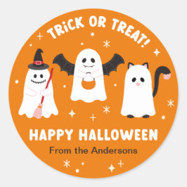 Adesivo Redondo Feliz truque de Halloween ou trate fantasmas