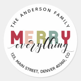 Adesivo Redondo Feliz Tudo o rótulo colorido do endereço de retorn