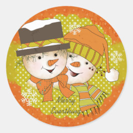 Adesivo Redondo Feliz Tudo Snowmen Round Sticker