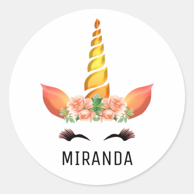 Adesivo Redondo Feliz Unicórnio (Frente)