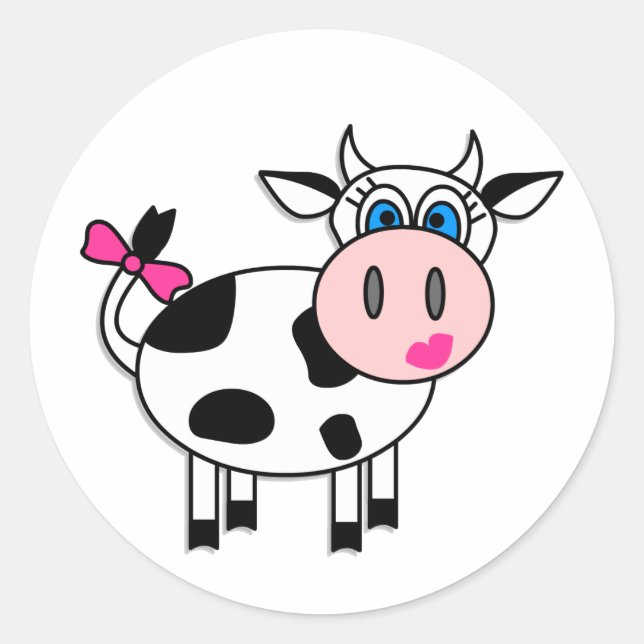 Adesivo Redondo Feliz Vaca Garota (Frente)