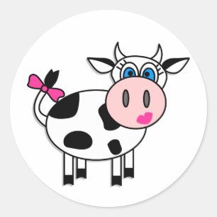 Adesivo Redondo Feliz Vaca Garota