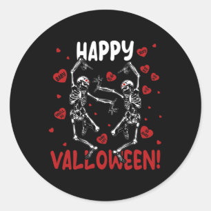 Adesivo Redondo Feliz Valloween Funny Dancing Skeleton Gótico Vale