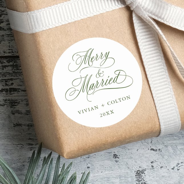 Adesivo Redondo Feliz Verde Florestal e Natal de Newly Weds (Criador carregado)