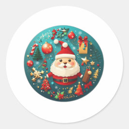 Adesivo Redondo Feliz Vinheta Arredondada de Natal