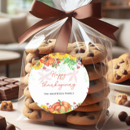 Adesivo Redondo Feliz Vinheta de Ação de Graças