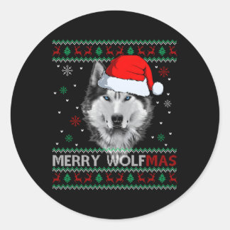 Adesivo Redondo Feliz Wolfmas Feliz Wolf Ugly
