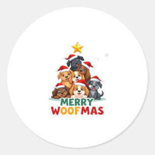 Adesivo Redondo Feliz Woofmas - Feliz Natal para os Amantes dos Cã