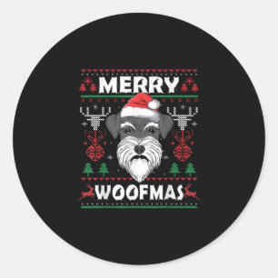 Adesivo Redondo Feliz Woofmas Schnauzer Cachorro de Natal Lover Pa