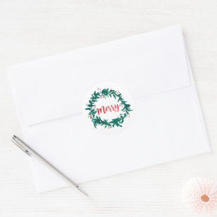 Adesivo Redondo Feliz Wreath com Berries Script