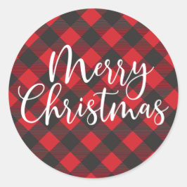 Adesivo Redondo Feliz Xadrez de Natal