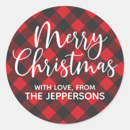 Adesivo Redondo Feliz Xadrez de Natal
