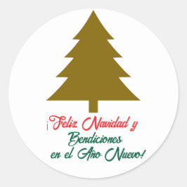 Adesivo Redondo Feliz y Bendecida Navidad,