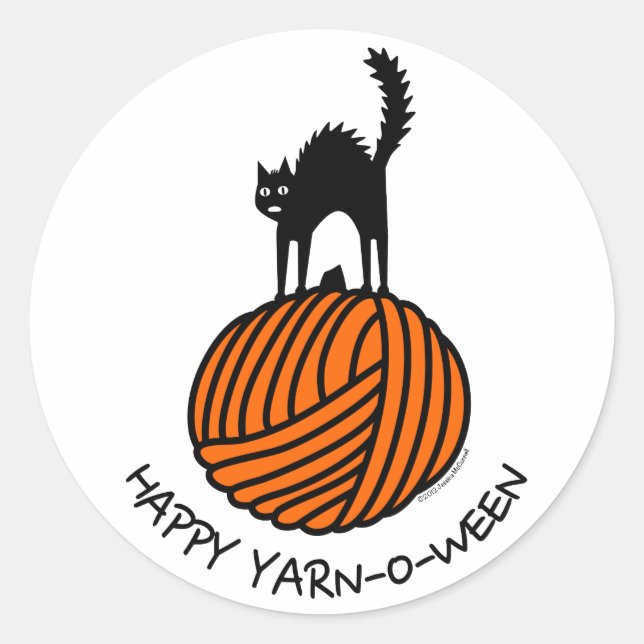 Adesivo Redondo Feliz Yarn-O-Ween! (Frente)
