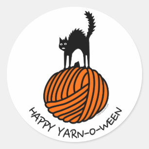 Adesivo Redondo Feliz Yarn-O-Ween!
